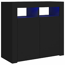 Maison Chic Buffet commode,console avec lumières LED pour rangement noir 80x35x75 cm -MN68136