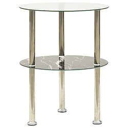 vidaXL Table d'appoint 2 niveaux Transparent et noir 38cm Verre trempé 