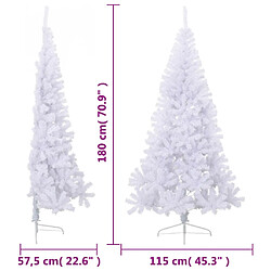 vidaXL Sapin de Noël artificiel moitié avec support blanc 180 cm PVC pas cher