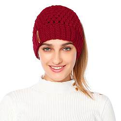 Avis Queue De Cheval Messy Bun Beanie Hats Knit Stretchy Beanie Hats Cap Rouge