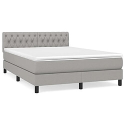 vidaXL Sommier à lattes de lit avec matelas Gris clair 140x190cm Tissu