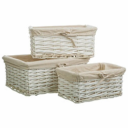 Panier à linge Alexandra House Living Blanc osier Bois de saule 3 Pièces 