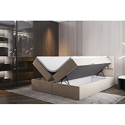 TRADA Lit double adulte PALERMO avec matelas, rangement et surmatelas 180x200 beige