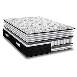 Ebac Matelas + Sommier SR9 Deco 160x200 Black Mattress - H. 25 cm - Soutien équilibré pas cher