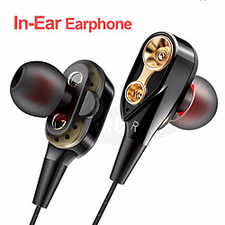 GUPBOO Casque filaire haute basse Dual Drive Mic Stereo In-Ear Headphones Casque d'ordinateur pour téléphone portable 