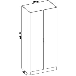 Pegane Armoire, meuble de rangement en bois mélaminé avec 2 portes coloris blanc - Longueur 81 x Profondeur 52 x Hauteur 184 cm