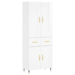 vidaXL Buffet haut Blanc brillant 69,5x34x180 cm Bois d'ingénierie