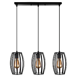 Stoex Suspensions Luminaires Industriel 3 Cage forme Olive , Lustre Abat-jour en Style Nordique E27 Noir pour Décor Restaurant Salle Chambre