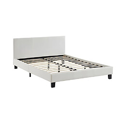 Avis Vente-Unique Lit 140 x 190 cm - Simili - Blanc + Matelas - CORNELIUS II