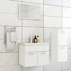 vidaXL Ensemble de meubles de salle de bain Blanc brillant Aggloméré 