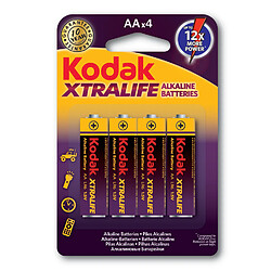 KODAK - Piles - XTRALIFE Alcaline - AA / LR06 - pack de 4 - Multicolore