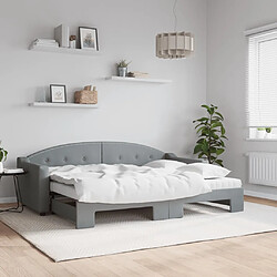 Maison Chic Lit d'appoint avec gigogne et matelas | Lit de jour | Lit de repos gris clair 80x200 cm tissu -GKD82610