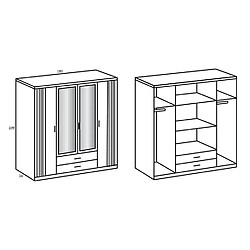 Avis Inside 75 Armoire BELOU 5 portes 2 miroirs 2 tiroirs décor graphite rechampis aspect clayettes chêne artisan