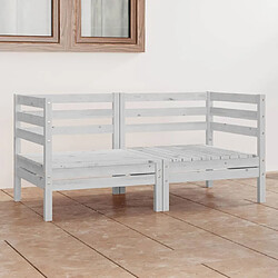 Maison Chic Canapé à 2 places de jardin | Canapé d'extérieur | Fauteuil,Banquette Jardin Blanc Bois de pin solide -MN99103