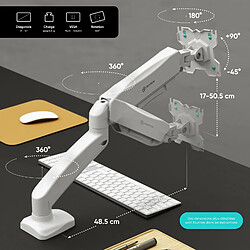 ONKRON Support Ecran Bureau 13 - 32 Pouces, Bras Articulé Écran PC & Petit TV Poids de 8 kg - Pied Ecran PC VESA 75x75 & VESA 100x100 mm/Bras Support Ecran Gaz Rotation Pivot Inclination G80-W Blanc