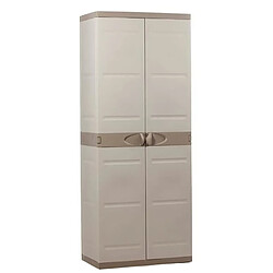 Pegane Armoire meuble de rangement 2 portes, intérieur/extérieur coloris beige - Longueur 70 x Profondeur 44 x Hauteur 176 cm 