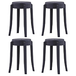 vidaXL Tabourets empilables lot de 4 noir plastique 