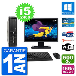 PC HP Compaq Pro 6300 SFF Ecran 27" Intel i5-2400 RAM 16Go 500Go Windows 10 Wifi · Occasion 