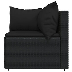 Acheter vidaXL Salon de jardin 4 pcs avec coussins Noir Résine tressée