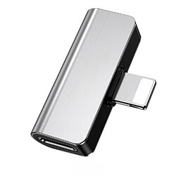 Adaptateur Audio 2 en 1 Pour iPhone / iPad / Couleur Argent Little Boutik® 