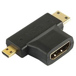 Wewoo Adaptateur noir 3 en 1 HDMI Femelle à Mini HDMI Mâle + Micro HDMI