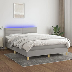 Sommier à lattes,Cadre à lattes de lit et matelas et LED pour Adulte Gris clair 140x190 cm -MN55112