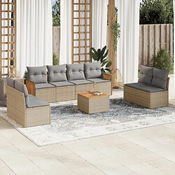 vidaXL Salon de jardin avec coussins 9 pcs beige résine tressée 