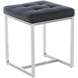 Decoshop26 Lot de 2 tabourets bas repose-pieds poufs forme carrée en PVC noir et acier inoxydable 10_0004469 