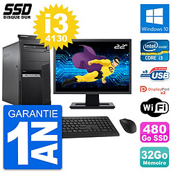 PC Tour Lenovo M83 Ecran 22" Intel i3-4130 RAM 32Go SSD 480Go Windows 10 Wifi · Occasion 