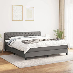 vidaXL Sommier à lattes de lit avec matelas Gris foncé 160x200cm Tissu