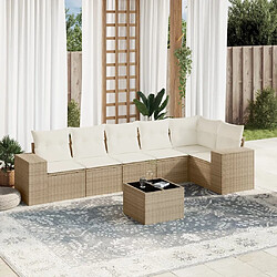 vidaXL Salon de jardin avec coussins 7 pcs beige résine tressée