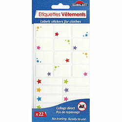 Youdoit 22 Etiquettes textiles - Etoiles colorées - Non thermocollantes - 2 formats 