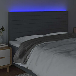 Avis Maison Chic Tête de lit scandinave à LED,meuble de chambre Gris foncé 200x5x118/128 cm Tissu -MN41897