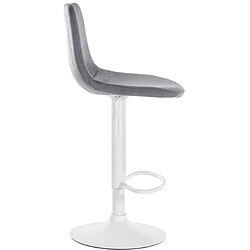 Avis Decoshop26 Set de 2 tabourets de bar repose-pieds en métal blanc confortable en forme d'arc assise en velours gris foncé 10_0004134