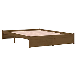 Avis vidaXL Cadre de lit Marron miel Bois massif 150x200 cm Très grand