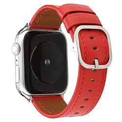 Wewoo Pour Apple Watch séries 5 et 4 44 mm / 3 et 2 et 1 42 mm boucle de style moderne Bracelet en cuir véritable rouge 