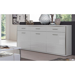 Pegane Buffet en métal coloris blanc brillant - Longueur 184 x Hauteur 89 x Profondeur 45 cm