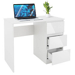 Bureau avec trois tiroirs 90x76x50 cm Blanc en aggloméré ML-Design