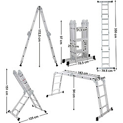 Helloshop26 Échelle en alu pliable et multifonctionnelle avec 2 montants résistante à 150kg 12_0000473