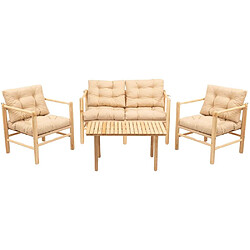 Hanah Home Salon de jardin détente en bois 4 places Mycos 