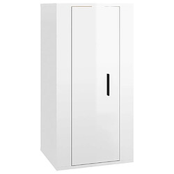 Maison Chic Ensemble de meubles TV 2 pcs pour salon - blanc brillant bois d'ingénierie -MN12900 pas cher