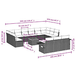 Avis vidaXL Salon de jardin avec coussins 14 pcs noir résine tressée