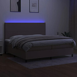 Avis vidaXL Sommier à lattes de lit et matelas et LED Taupe 200x200cm Tissu