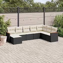 Maison Chic Ensemble Tables et chaises d'extérieur 8 pcs avec coussins,Salon de jardin noir résine tressée -GKD309609