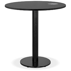 Alterego Petite table à diner 'LUCETTE' ronde en bois et fonte noire - Ø 68 cm