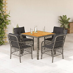 Maison Chic Ensemble à manger d'extérieur 5 pcs avec coussins,Salon de jardin gris résine tressée -GKD453492