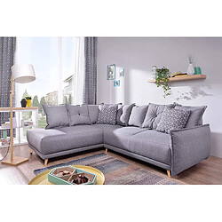 Bestmobilier Lena - canapé d'angle gauche convertible - 5 places - gris clair - style scandinave