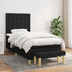 Maison Chic Lit Adulte - Lit simple Lit à sommier tapissier et matelas moelleux - Meuble de Chambre - Noir 80x200 cm Tissu -MN16297