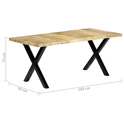 vidaXL Table à manger 180x90x76 cm Bois de manguier massif pas cher