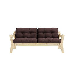 Inside 75 Banquette convertible futon STEP pin massif coloris marron couchage 70*200 cm.